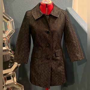 Womens Apostrophe Black Patterned Single-Breasted Coat